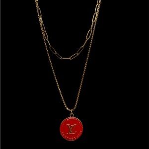 Up-Cycled Louis Vuitton Burnt Orange/Red Trunks & Bags Necklace